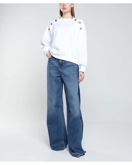 McQueen White Long-Sleeved Ribbed Sweater