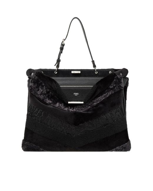 Fendi Black Maxi Peekaboo Soft Inlaid Fur Bag for men