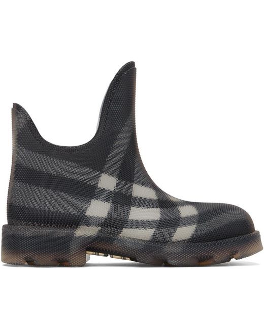 Burberry Gray Marsh Vintage-Check Mesh Pull-On Boots