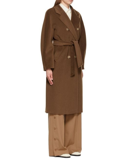 Max Mara Brown Madame Double-Breasted Belted Coat