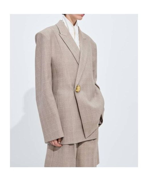 Bottega Veneta Natural Prince Of Wales Wool Jacket