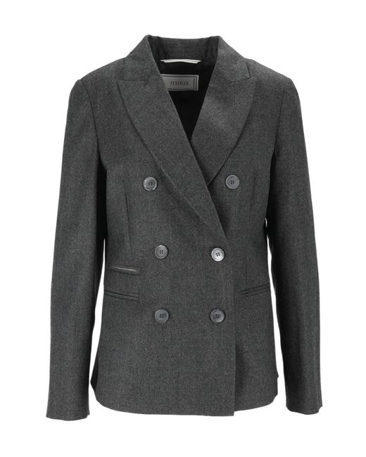 Peserico Black Glitter Double-Breasted Blazer