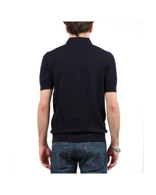 Paolo Pecora Blue Cotton Short-Sleeve Cardigan for men