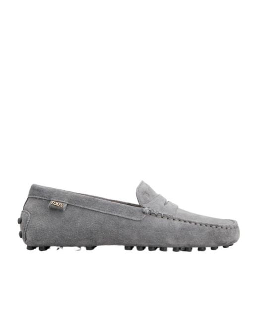 Tod's Gray Gommino Driving Loafers