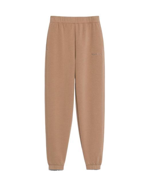 Max Mara Natural Logo Embroidered Straight Leg Pants