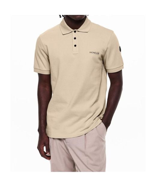 Moncler Natural Short Sleeve Polo Shirt for men