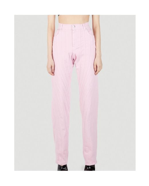 Mugler Pink Belt-Loop Jeans