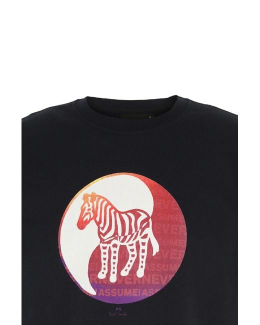 Paul Smith Black Zebra-Print Short-Sleeve T-Shirt for men