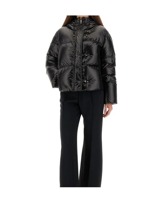 Fay Black Hooded Quilted Puffer Jacket