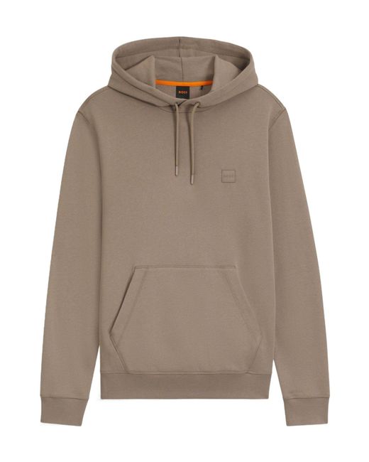 Boss Brown Wetalk Logo Patch Hoodie for men