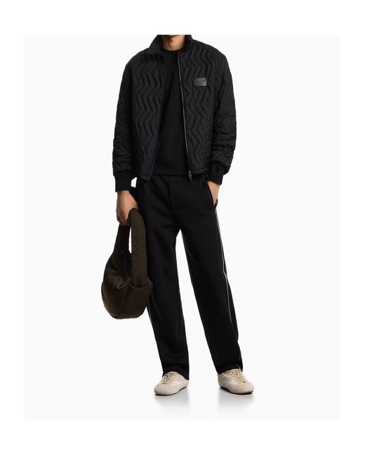Emporio Armani Blue Logo Embroidered Crewneck Sweatshirt for men