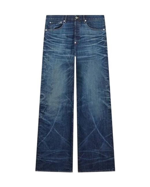 KENZO Blue Logo Patch Straight Leg Jeans for men