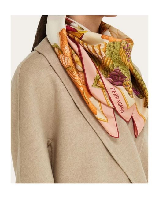 Ferragamo Metallic Ferragamo Parrots Print Scarf