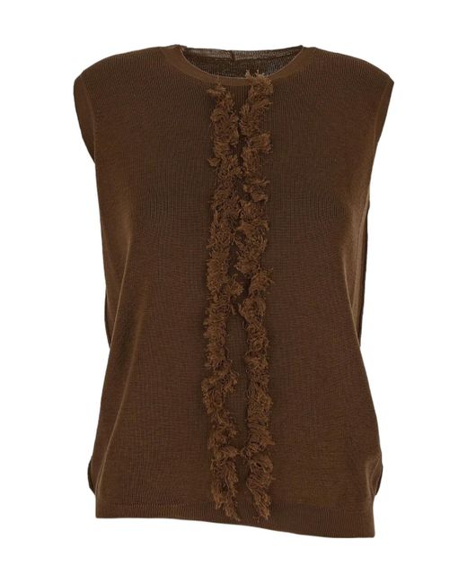Uma Wang Brown Knitted Sleeveless Top