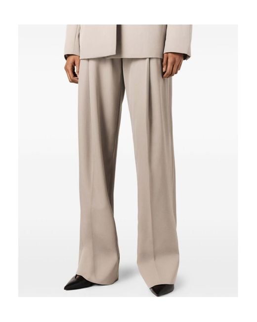 Stella McCartney Natural Pleated Wide-Leg Trousers