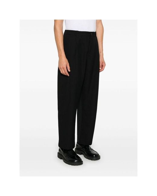 Studio Nicholson Black Belt-Loop Casual Pants for men