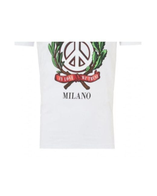 Moschino White Logo Printed T-Shirt for men