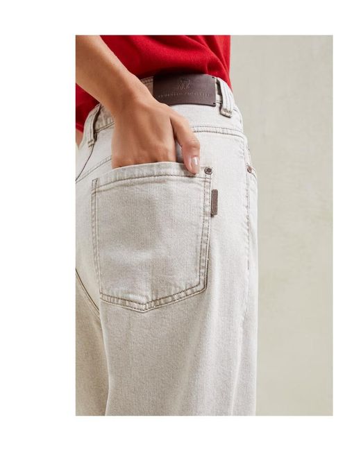 Brunello Cucinelli Gray Mid-Rise Straight-Leg Jeans