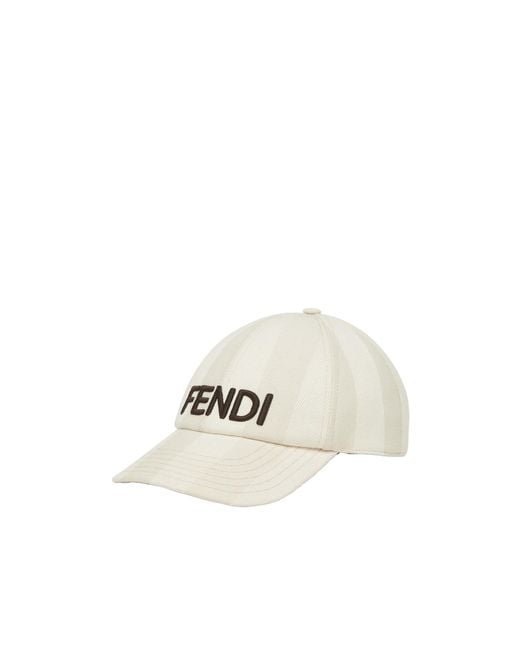 Fendi White Logo Embroidered Curved Peak Cap