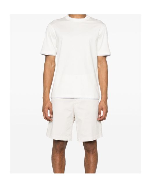 Brunello Cucinelli White Layered-Effect Crewneck T-Shirt for men
