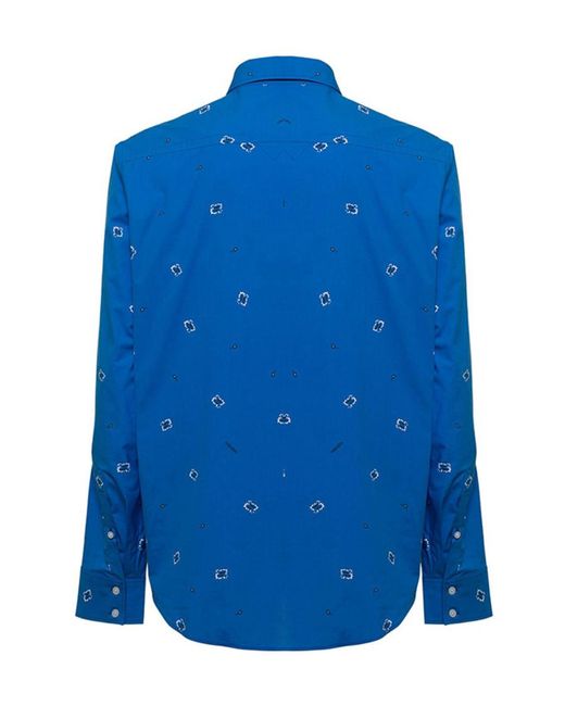 KENZO Blue Printed Long-Sleeved Shirt for men