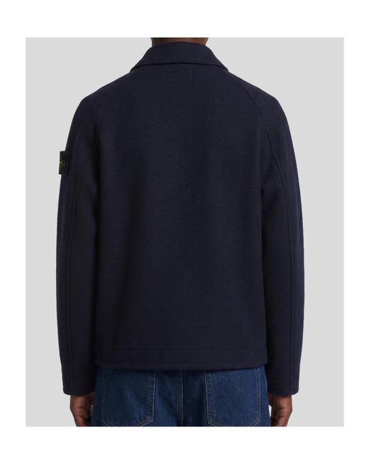 Stone Island Blue Long-Sleeved Button Jacket for men