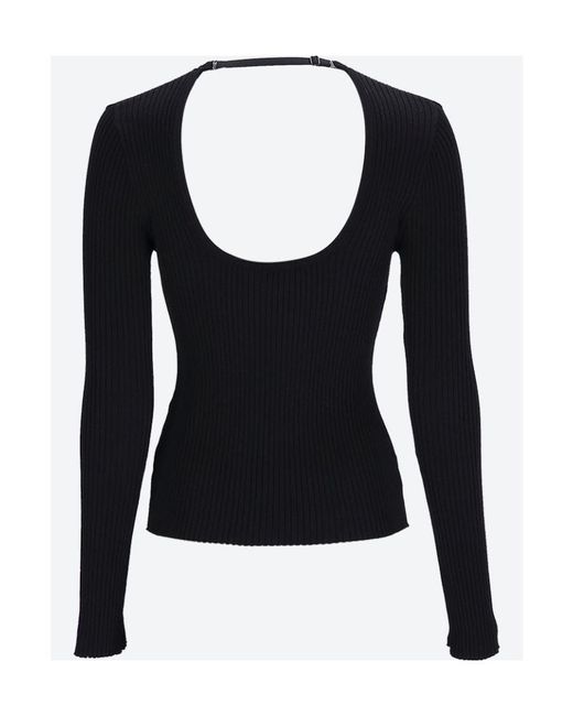 Courreges Blue Logo-Embossed Ribbed-Knit Jumper