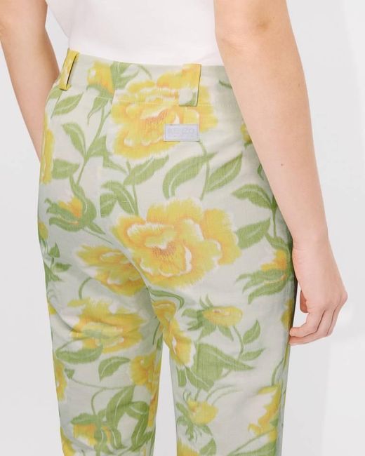 KENZO Yellow Jacquard Peonies Cropped Pants