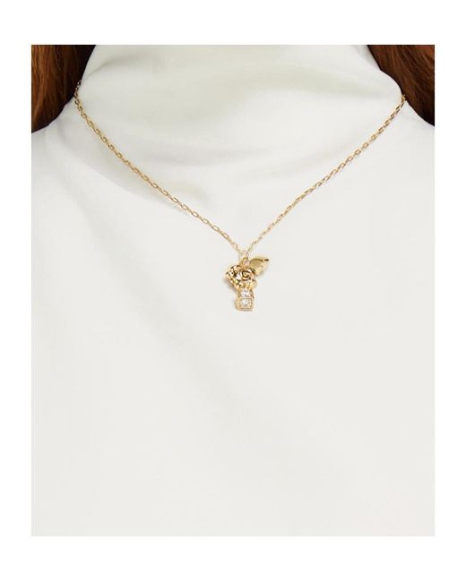 Ferragamo White Ferragamo Gancini Charm Embellished Necklace