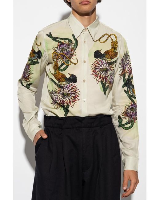 Dries Van Noten White Graphic-Printed Shirt for men