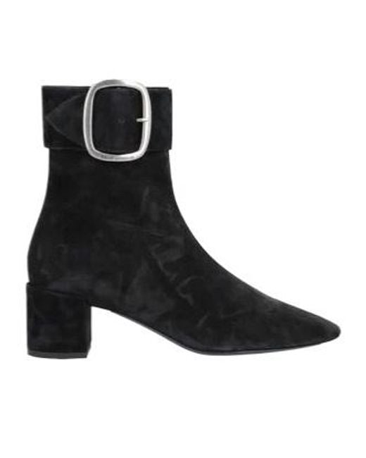 Saint Laurent Black Round-Toe Chunky-Heel Ankle Boots