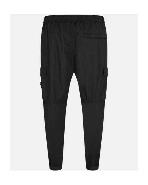 Stone Island Black Logo Cargo Track Pants for men