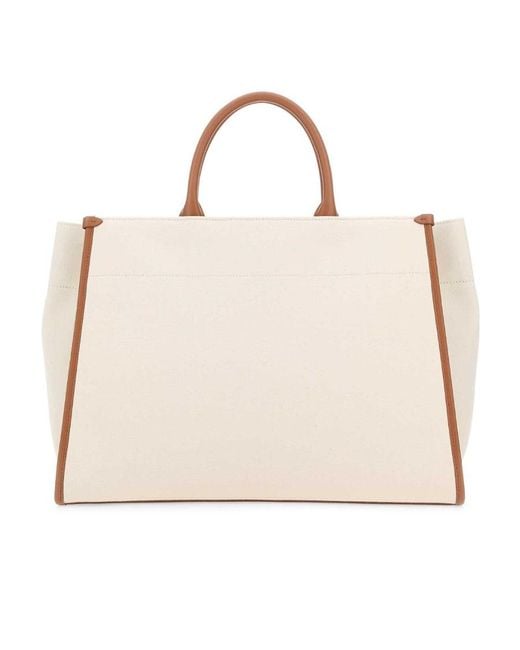 Lanvin Natural Logo Printed Top Handle Bag