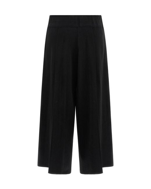 Issey Miyake Black Wide-Leg Cropped Trousers