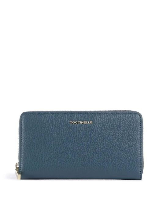 Coccinelle Blue Logo Lettering Zipped Wallet