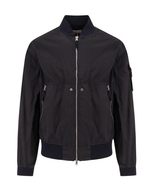 Stone Island Black Logo-Patch Zipped Jacket for men