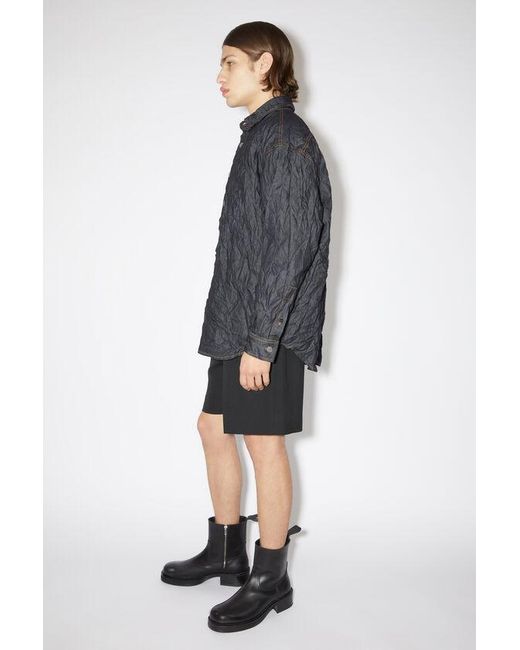 Acne Blue Crinkled Denim Shirt Jacket for men