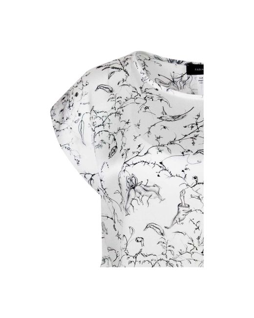 Fabiana Filippi Gray Graphic Printed Crewneck Top