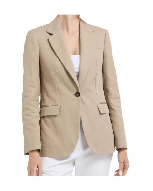 Brunello Cucinelli Natural Long-Sleeved Suit Jacket