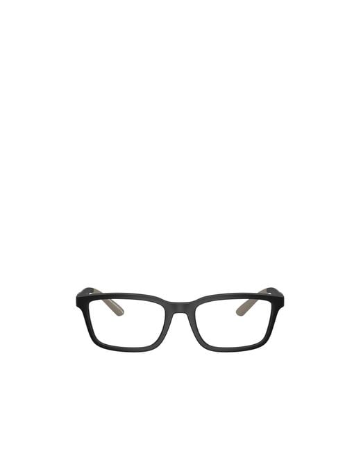 Emporio Armani White Rectangular Frame Glasses for men