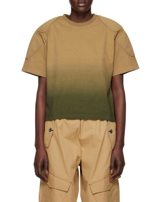 Dion Lee Green Sunfade-Effect Shoulder-Pad T-Shirt