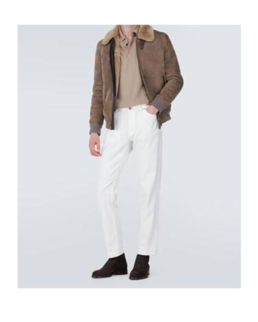 Brioni White Cotton, Silk And Cashmere Polo Shirt for men