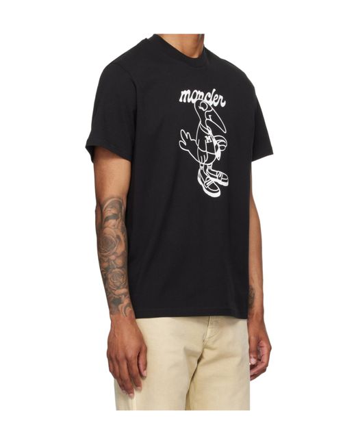 Moncler Black Logo Printed Crewneck T-Shirt for men