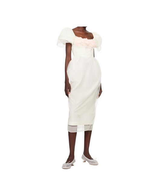 Simone Rocha White Bust Detail Carnation Dress
