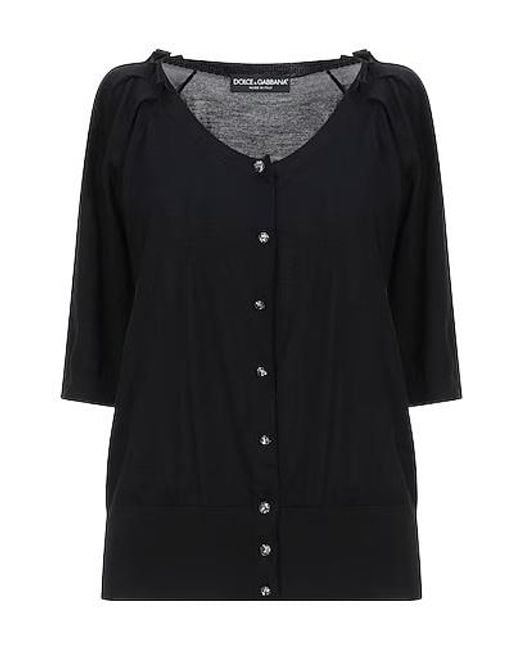 Dolce & Gabbana Black Solid Wool Knit Sweater