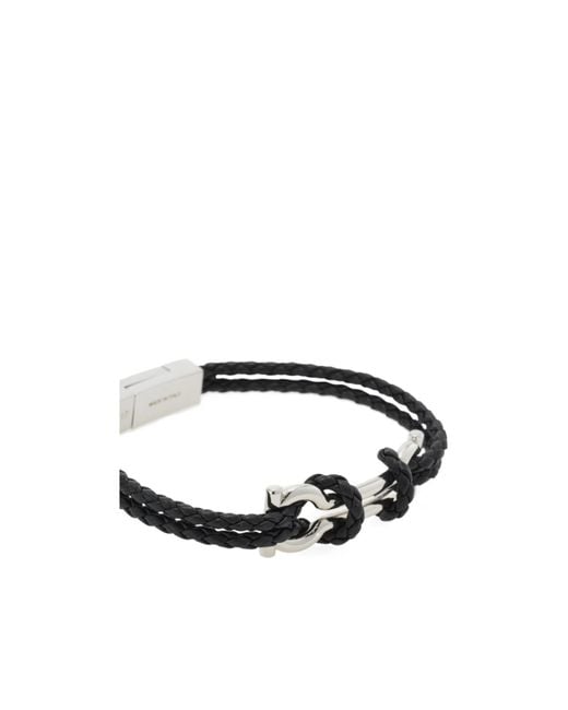 Ferragamo White Double Gancini Bracelet (18Cm) for men