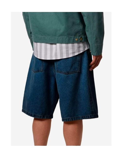 Carhartt Blue Logo Patch Denim Shorts for men
