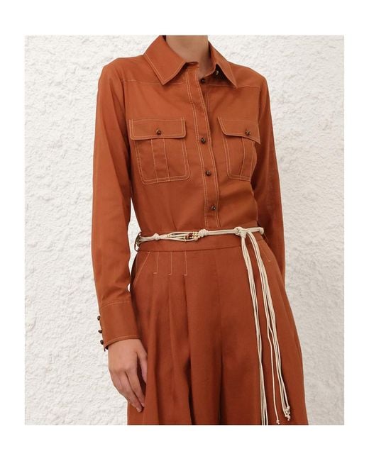 Zimmermann Brown Chest-Pocket Shirt