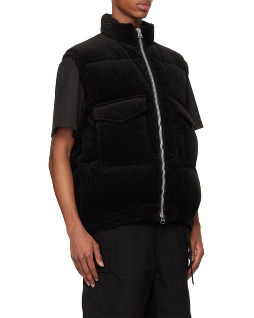 Sacai Black Corduroy Padded Vest for men
