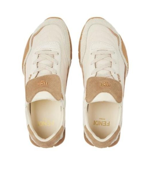 Fendi White Wave Pulse Low-Top Sneakers
